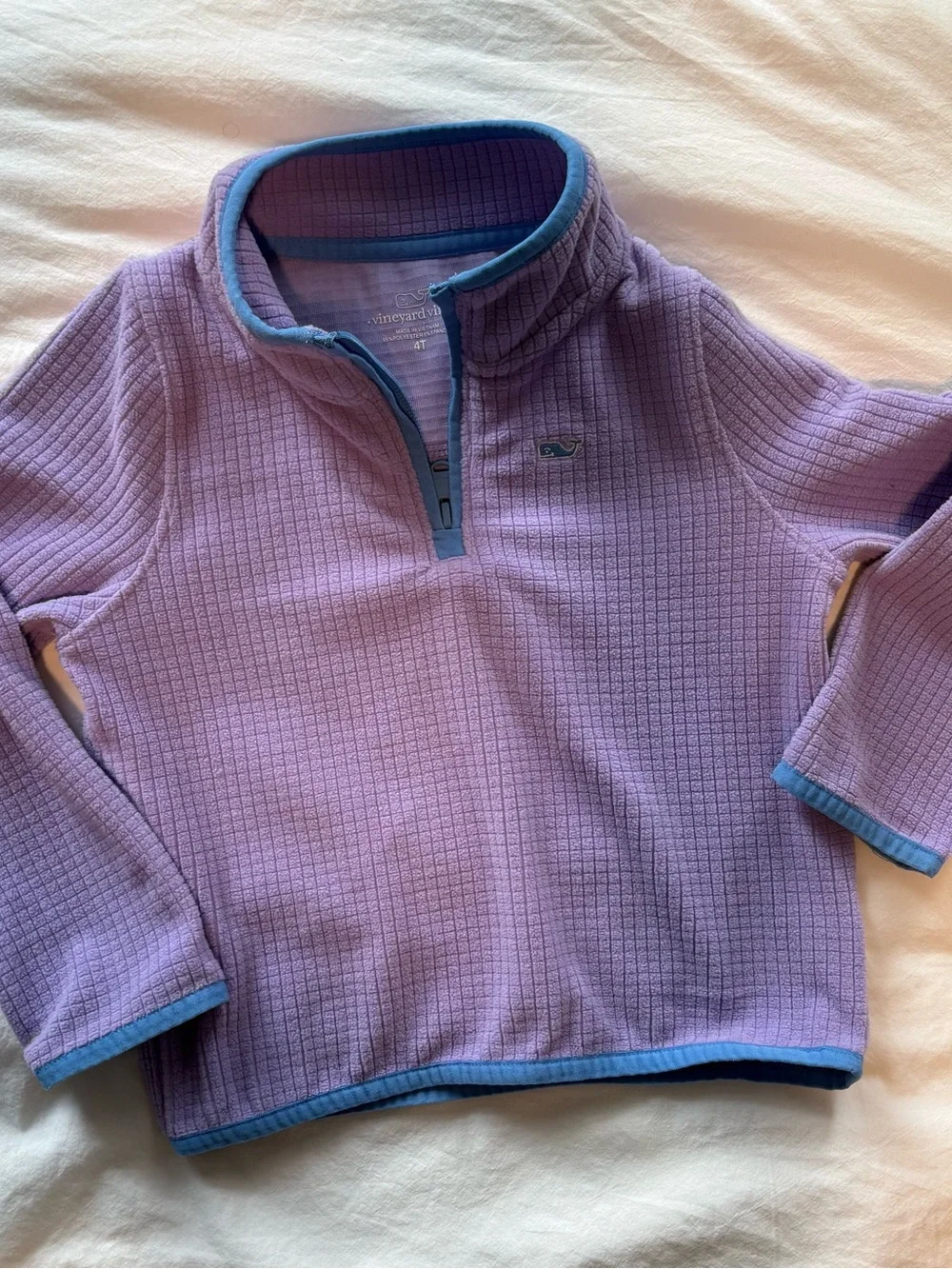 Vineyard Vines Kids Lavender Quarter-Zip Pullover with Blue Trim